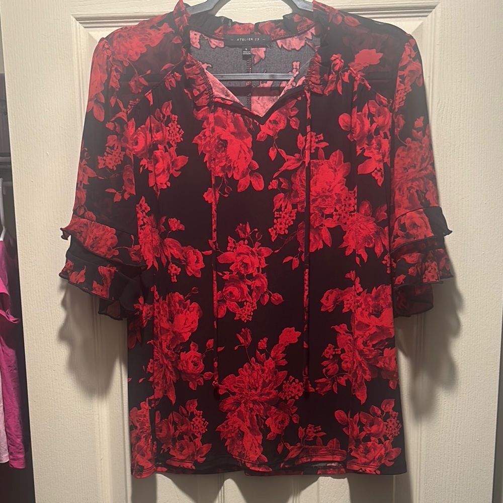 Atelier Women's Red Floral Top